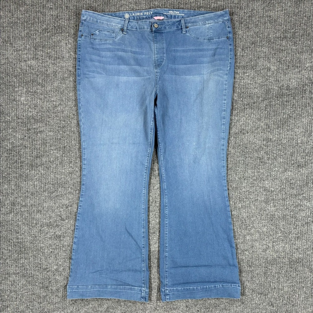Laurie Felt Silky Flare Jeans Womens Size 3X Blue Stretch Denim High Rise